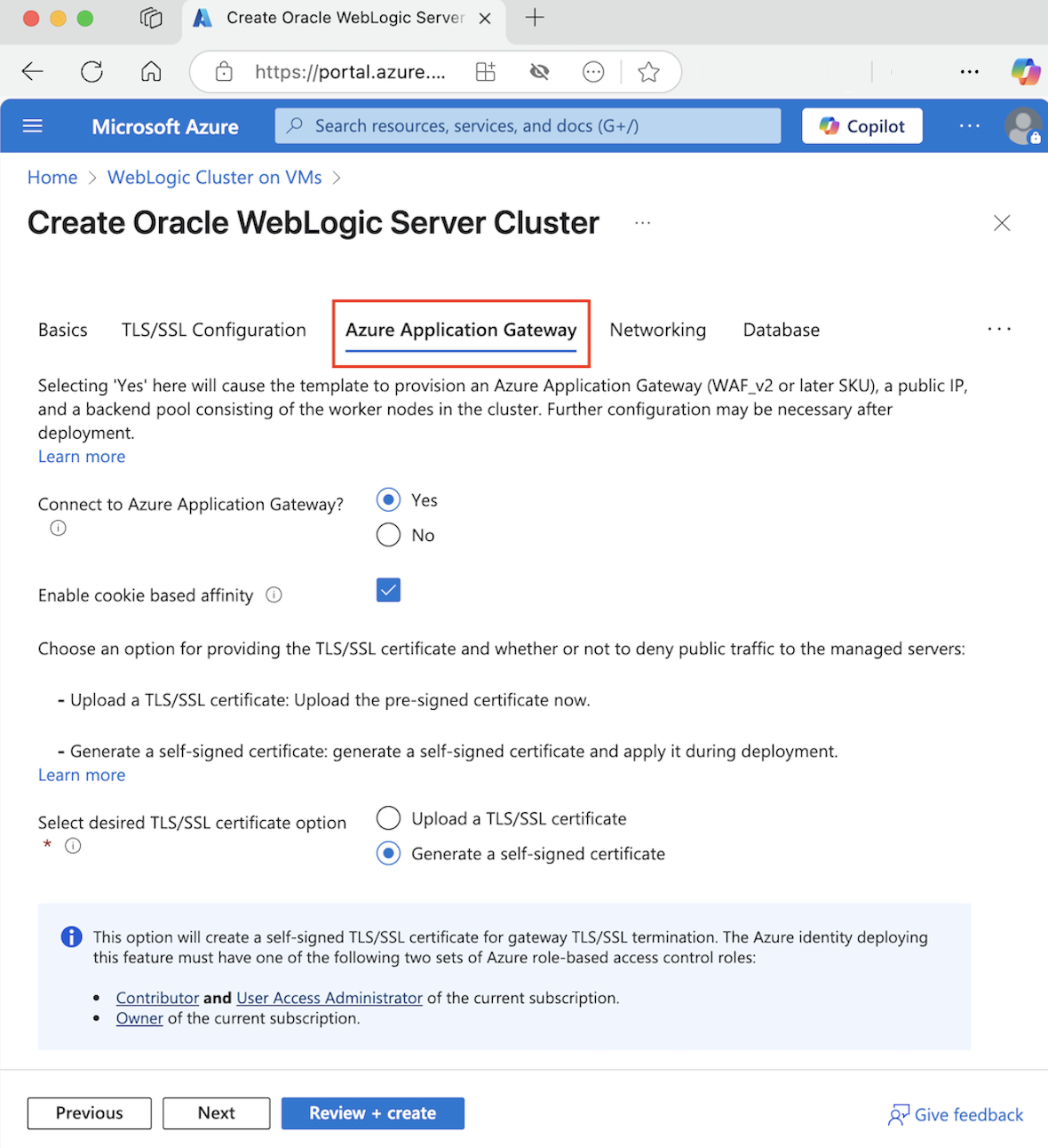 snímku obrazovky webu Azure Portal zobrazující službu Azure Application Gateway