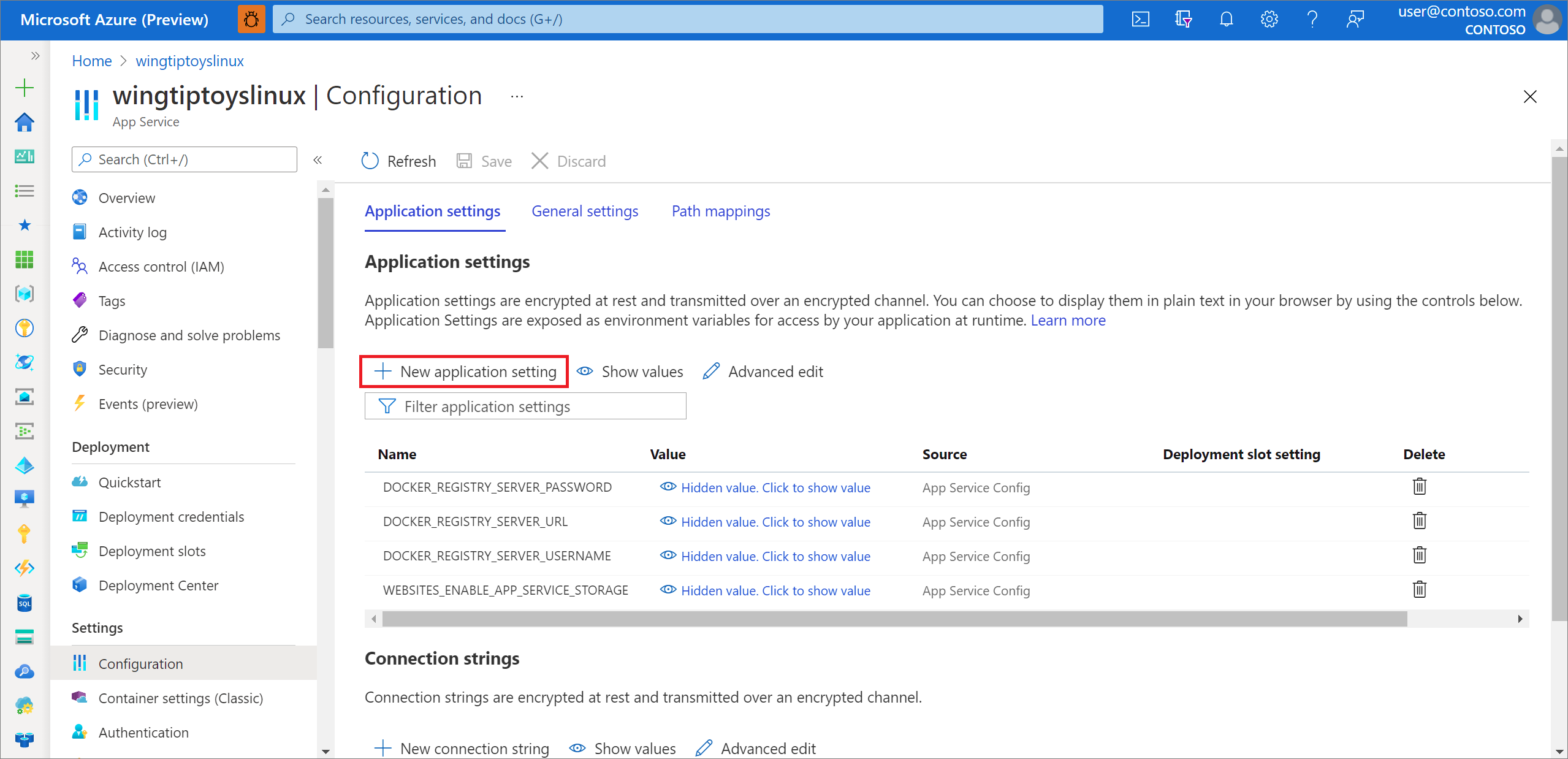 Uložení vlastního čísla portu na webu Azure Portal