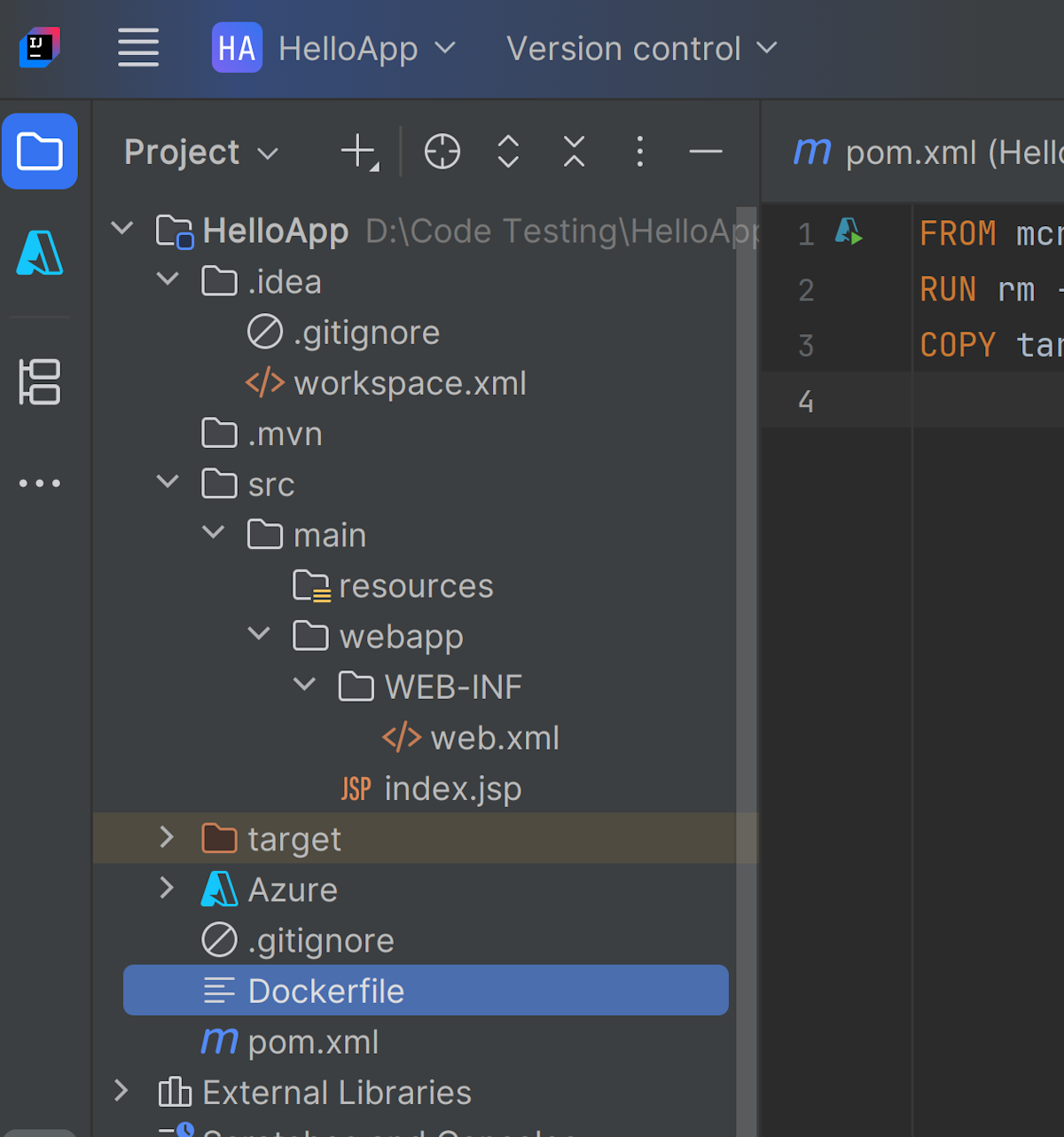 soubor podpory Dockeru.