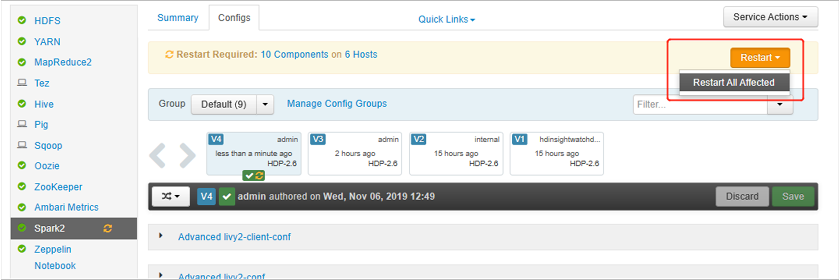 Restartujte služby.
