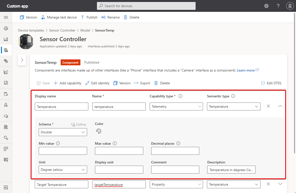 Snímek obrazovky znázorňující, jak přidat typ telemetrie