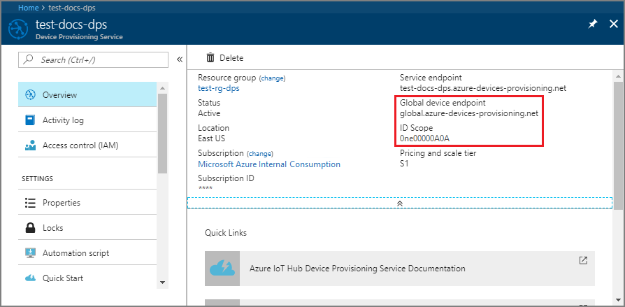 Device Provisioning Service information