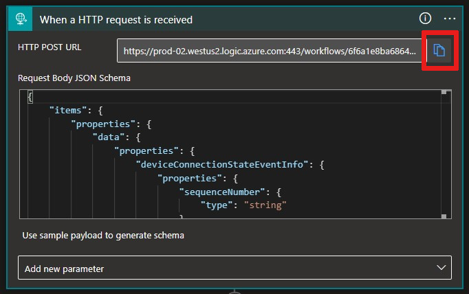 Snímek obrazovky, kde najdete adresu URL PROTOKOLU HTTP, která se má zkopírovat
