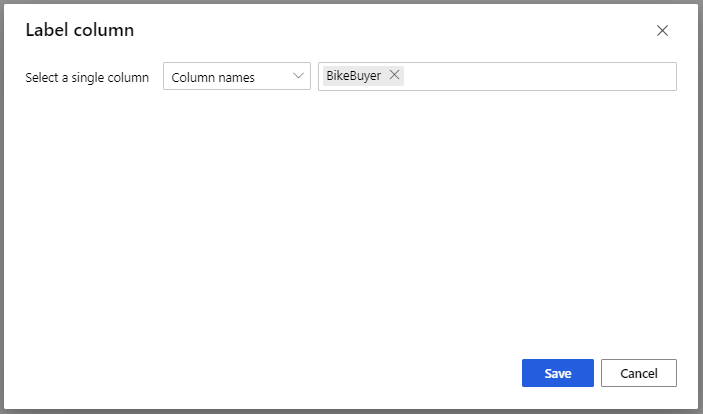 Snímek obrazovky zobrazující sloupec BikeBuyer, který je vybraný.