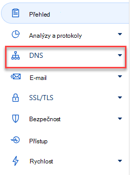 Vyberte DNS.