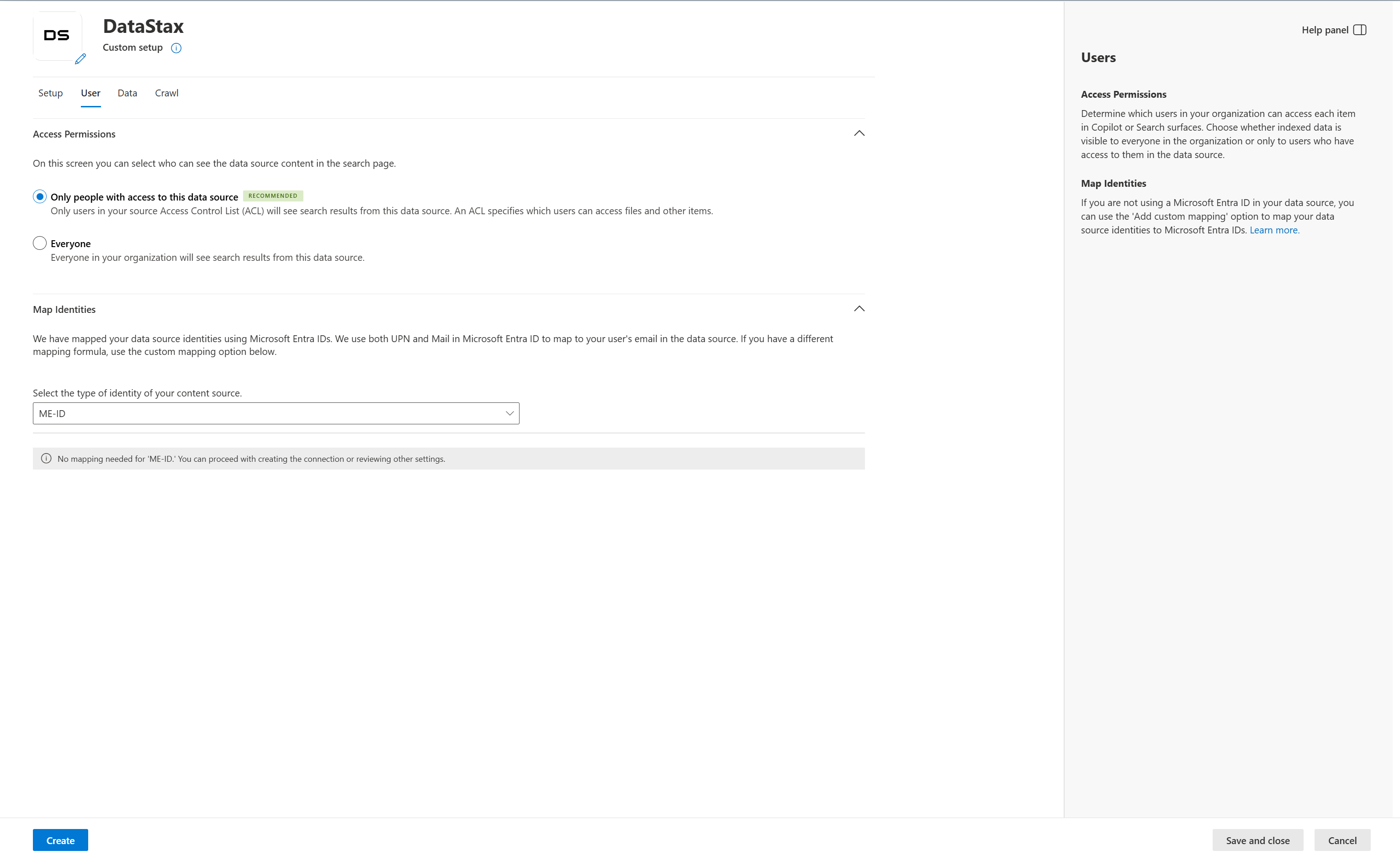 Screenshot that shows Users tab where you can configure access permissions and user mapping rules.