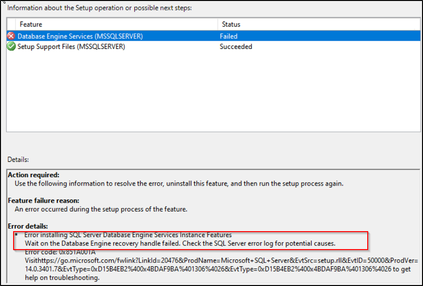 Selhání upgradu v GUI