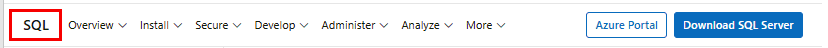 Snímek obrazovky s možností nabídky Dokumentace SQL v záhlaví
