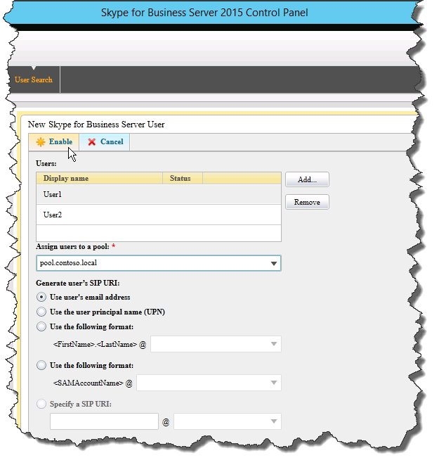 Enable users in Control Panel.