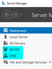 Služba AD DS a DNS ve Správci serveru