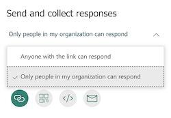 Microsoft Forms Vybrat možnost sdílení