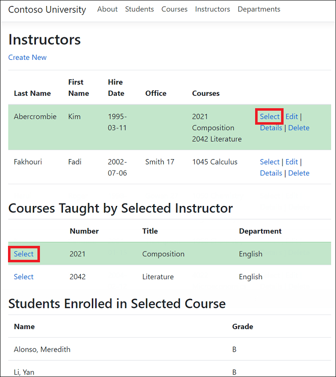 Indexová stránka instruktorů