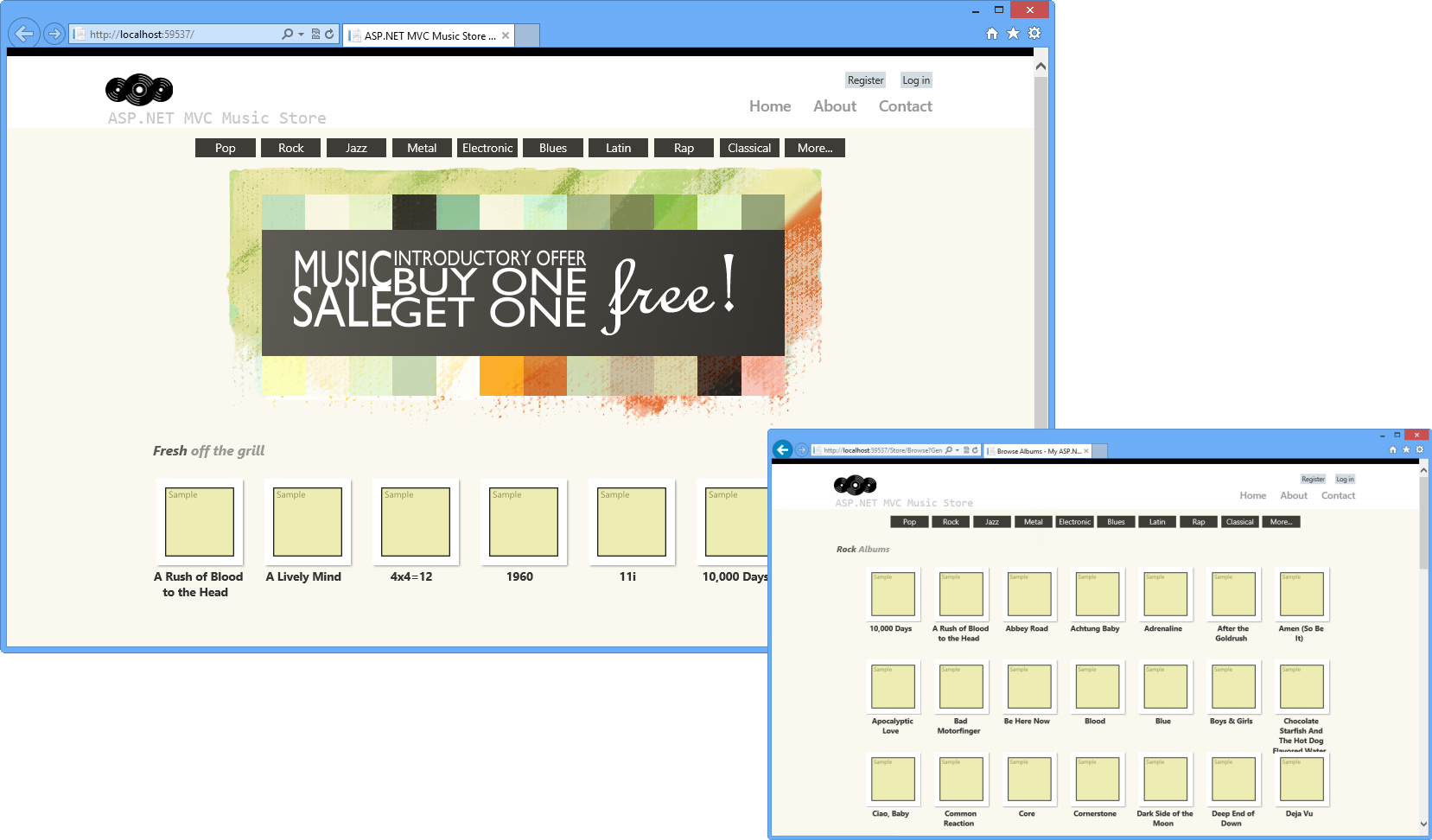 Obrazovky Obchodu s hudbou Obrazovky Obchodu s hudbou