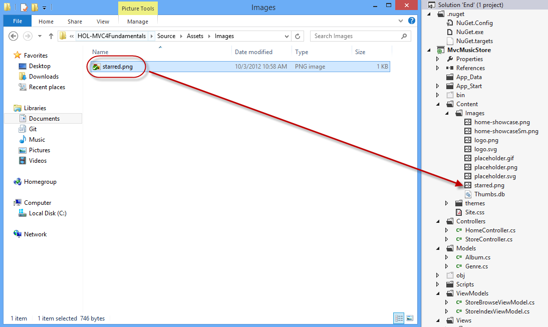 Přidání hvězdicového obrázku do řešení Přidání hvězdicového obrázku do řešení