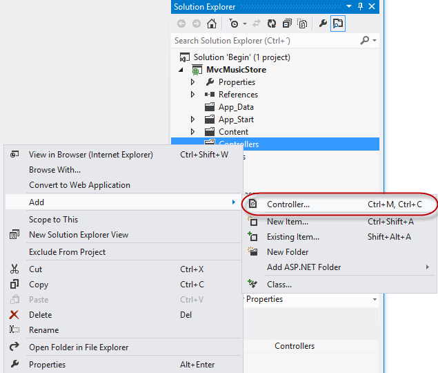 Přidání příkazu kontroleru Přidání příkazu kontroleru