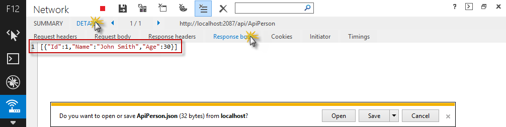 Zobrazení textu odpovědi webového rozhraní API