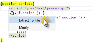 JavaScript extract to file suggestion (Návrh extrakce