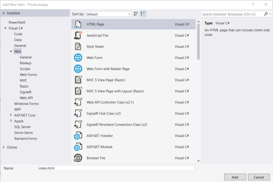 Snímek obrazovky s možnostmi nabídky