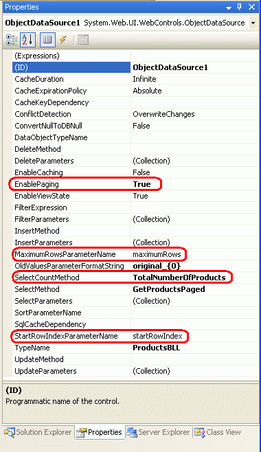 Pokud chcete použít vlastní stránkování, nakonfigurujte ovládací prvek ObjectDataSource.