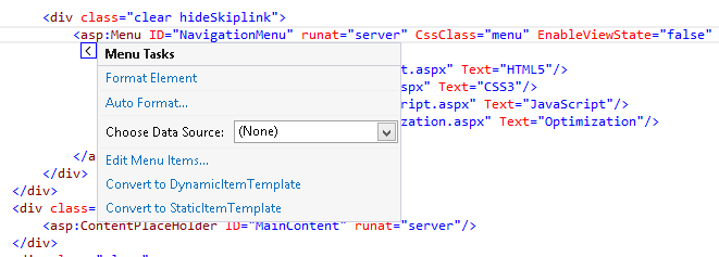 Inteligentní úkoly pro ovládací prvek Nabídka Inteligentní úkoly pro ovládací prvek Nabídka