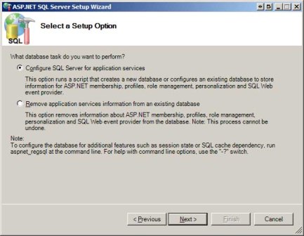 Volba konfigurace SQL Server pro aplikační služby