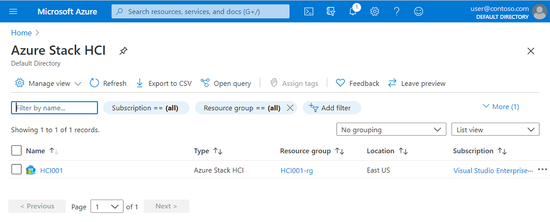Domovská stránka služby Azure Stack HCI na Azure Portal