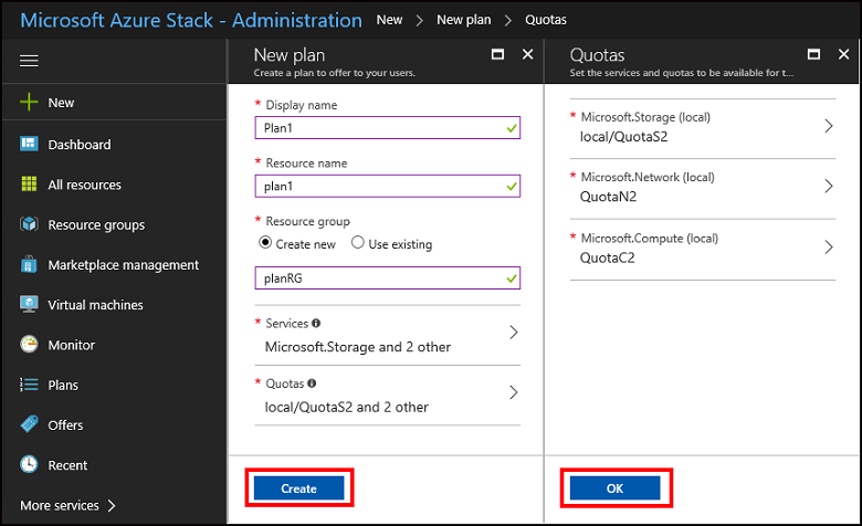 Vytvoření plánu ve službě Azure Stack Hub