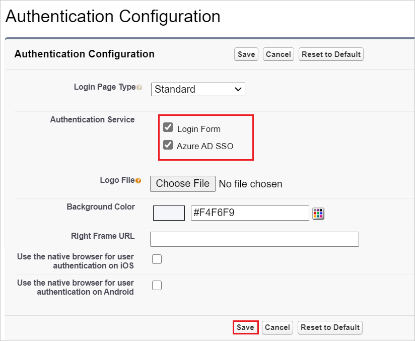 Configure Single Sign-On Authentication Service