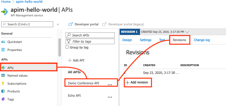 Přidání revize rozhraní API