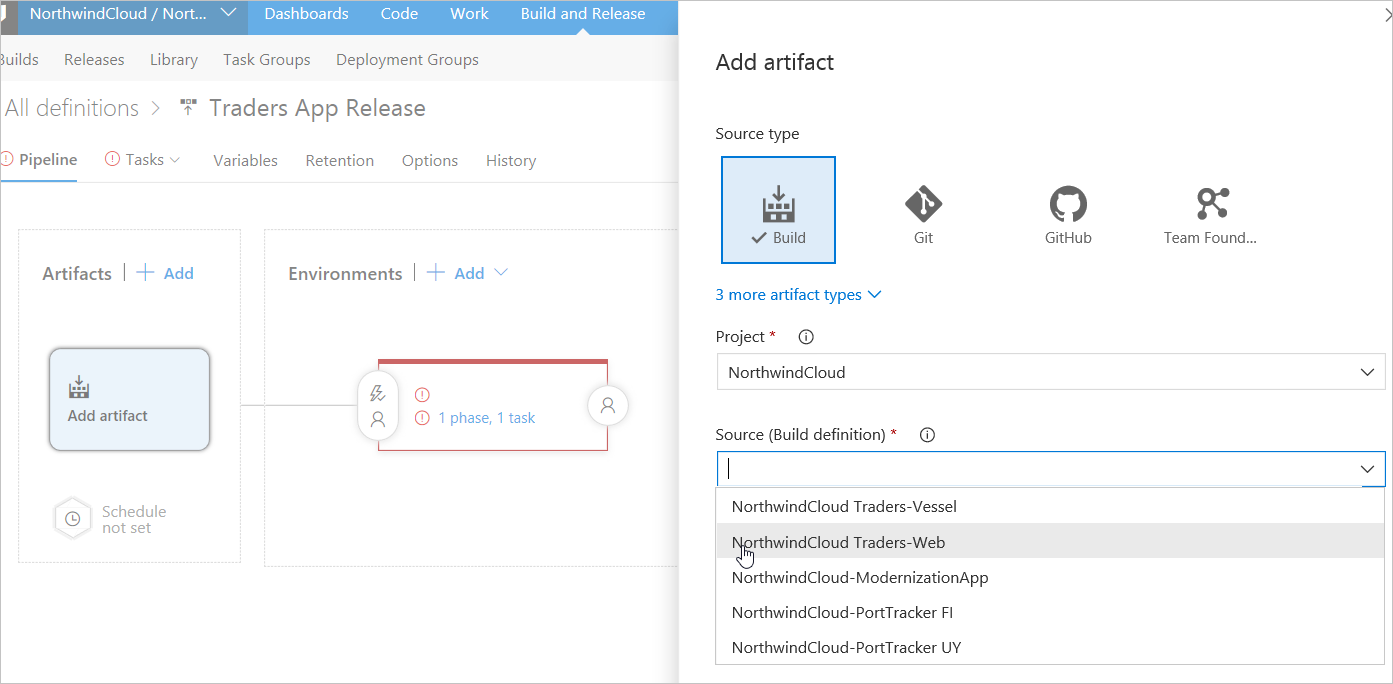 Přidání artefaktu do cloudového buildu Azure v Azure DevOps Services