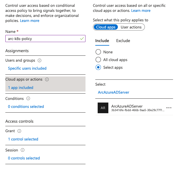 Snímek obrazovky znázorňující, jak vybrat serverovou aplikaci na webu Azure Portal