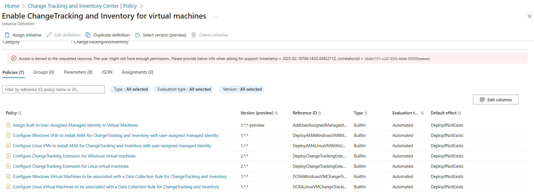 Snímek obrazovky znázorňující výběr tří zásad