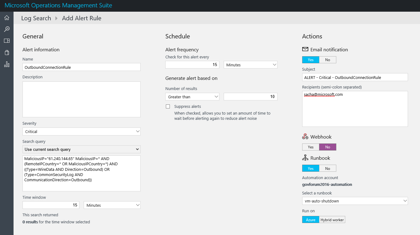 Figure 6: Azure Monitor logs alerts and automation