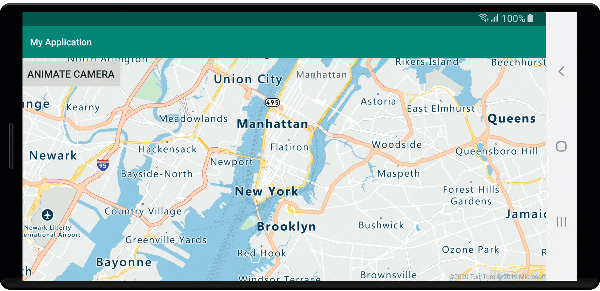 Mapa animace kamery z New Yorku do Seattlu