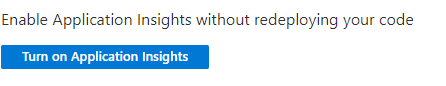 Snímek obrazovky znázorňující zapnutí Application Insights