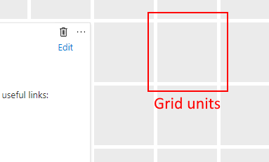 Snímek obrazovky znázorňující jednotky mřížky pro řídicí panel v Azure Portal