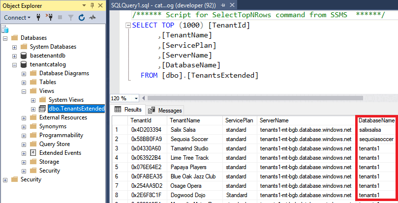 ExtendedTenants view in SSMS