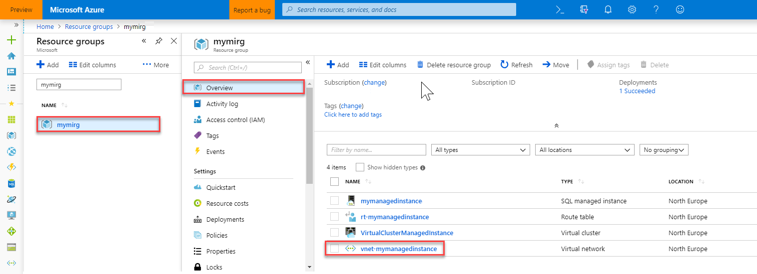 Prostředky služby SQL Managed Instance