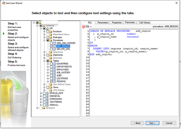 Snímek obrazovky znázorňující krok pro výběr a konfiguraci objektu
