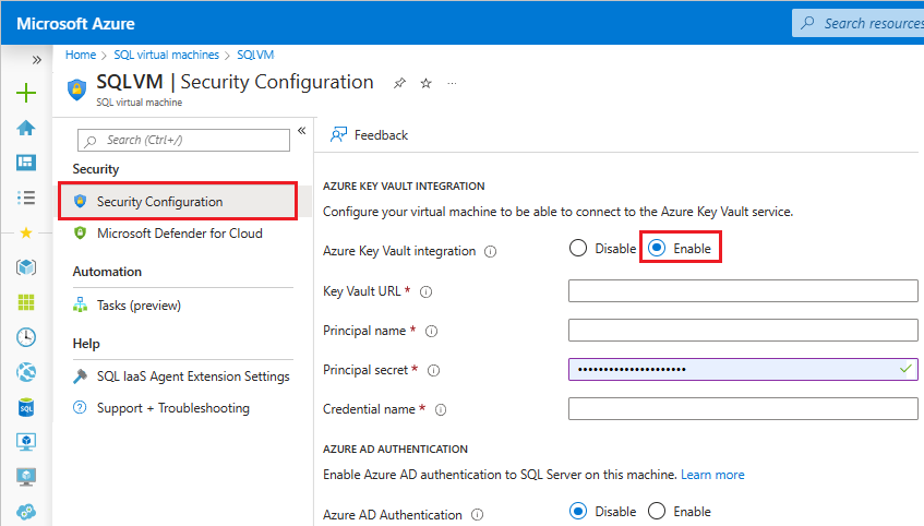 SQL Key Vault integration for existing VMs