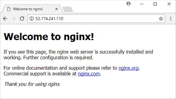 Výchozí webová stránka NGINX