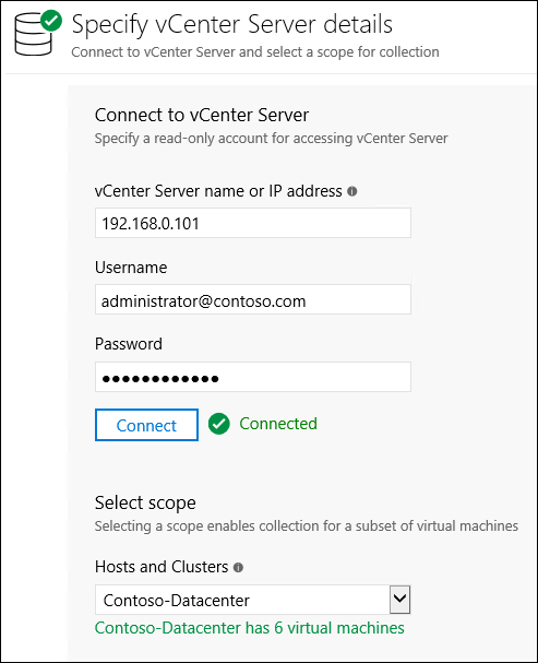 Zadání podrobností vCenter Serveru