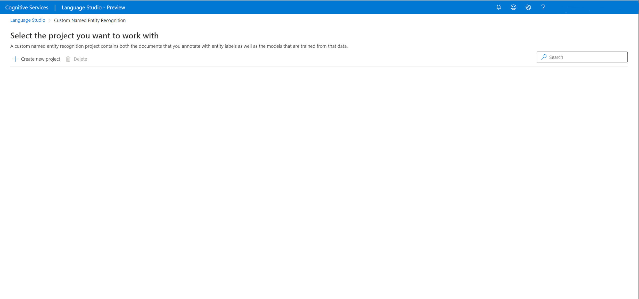 A screenshot of the project creation page.