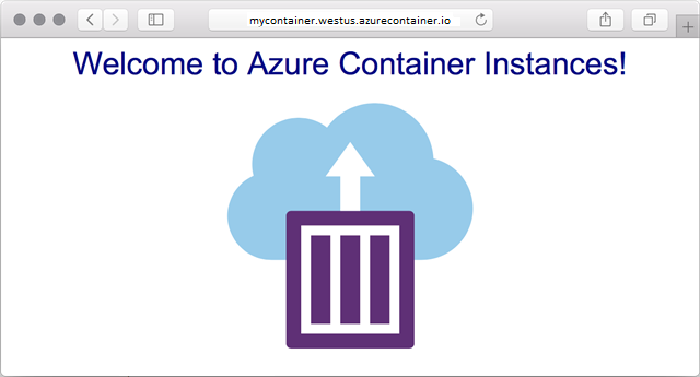 Aplikace nasazená pomocí služby Azure Container Instances zobrazená v prohlížeči