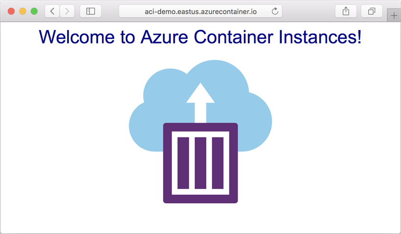 Zobrazení aplikace nasazené do Azure Container Instances v prohlížeči