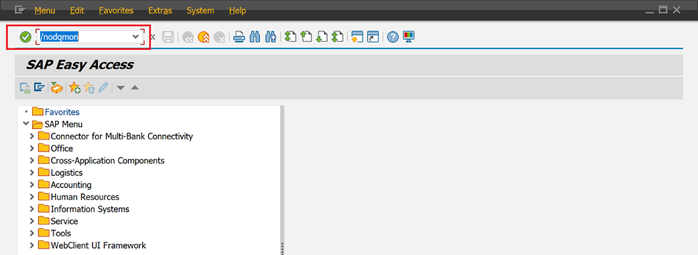 Snímek obrazovky nástroje SAP Logon