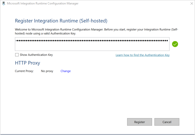 Registrace prostředí Integration Runtime