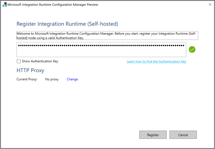 Registrace prostředí Integration Runtime