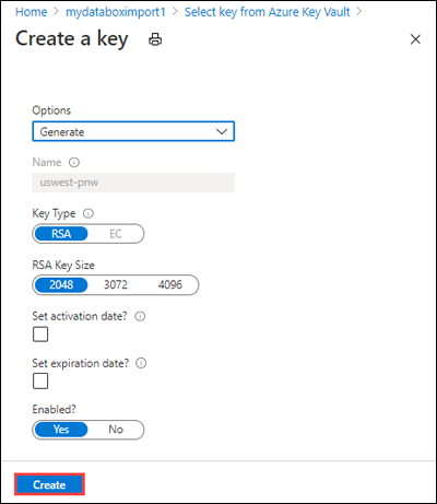 Snímek obrazovky s nastavením nové verze klíče