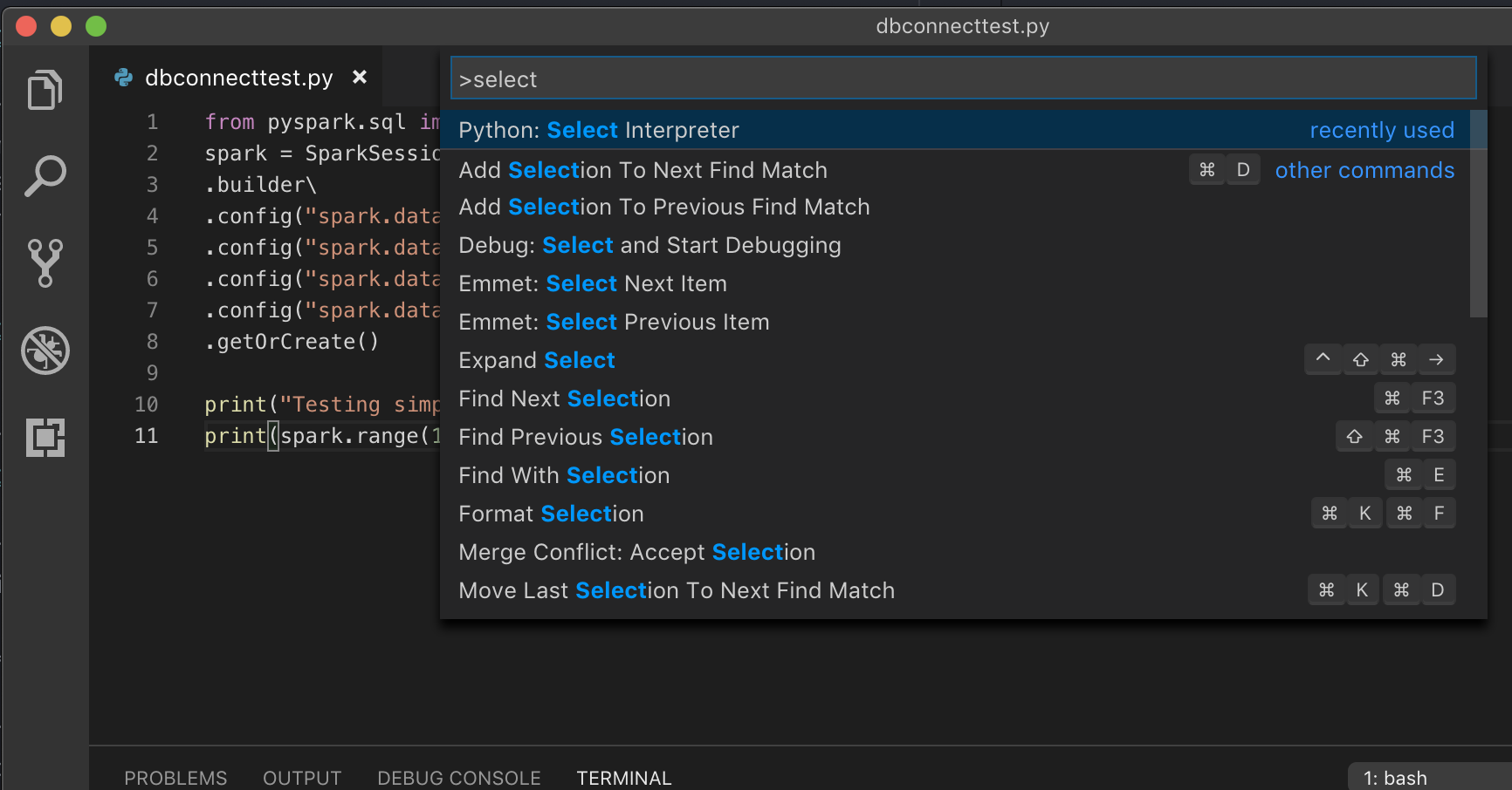 Select Python interpreter